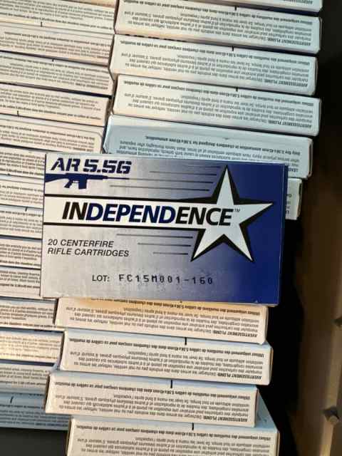 AR 5.56 Independence  FMJ Center Fire Cartridges. 