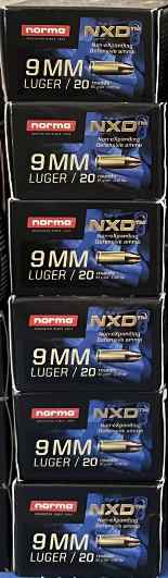 Norma NXD non-expanding defense ammo 9mm 6 boxes