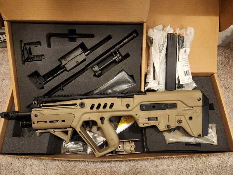 Tavor SAR FDE 5.56 and 9mm with extras