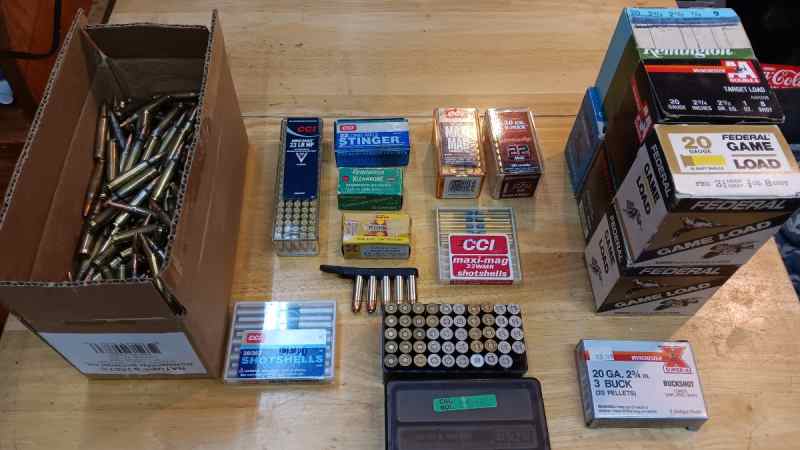 Ammo clean out 20ga, 22lr, 22mag, 223, and 38sp.