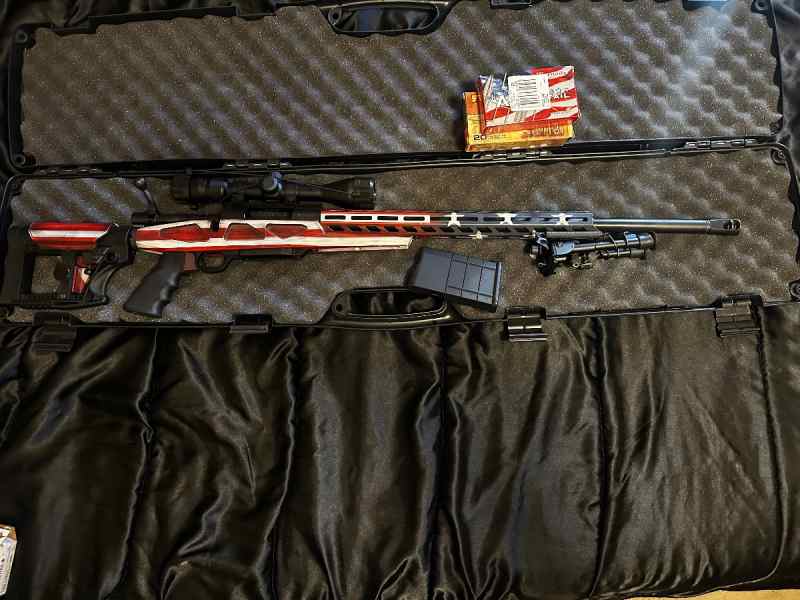 Howa 1500 heavy barrel/American flag chassis 