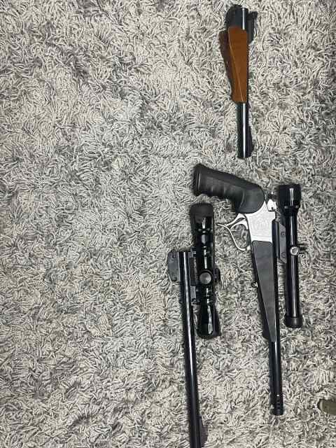 Thompson center pistol with 3 barrels trade