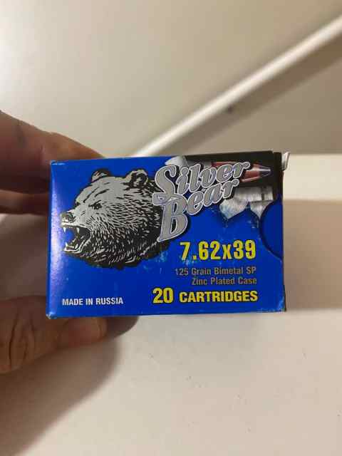 500 Rounds of Silver Bear 125gr SP 7.62x39 Ammo