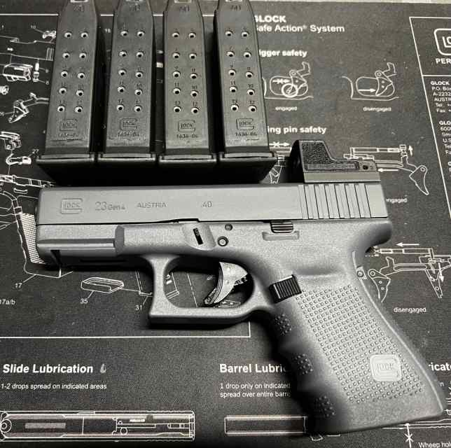 Glock 23 Gen 4 - Factory Grey Frame/Slide + Optic