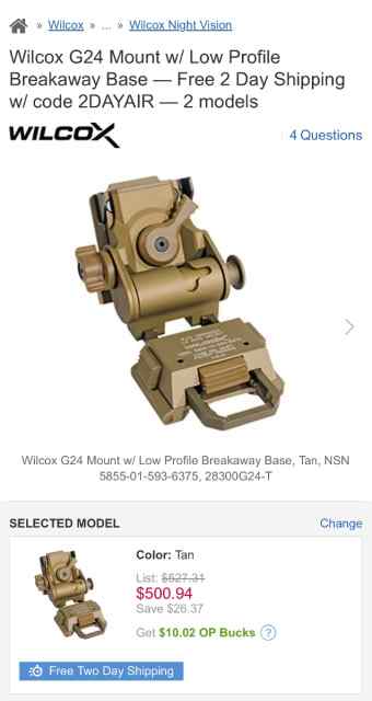 WILCOX L4 G24 NVG MOUNT