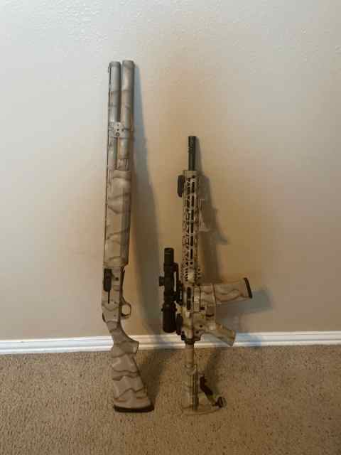 Camouflage pair PSA AR and Mossberg 930