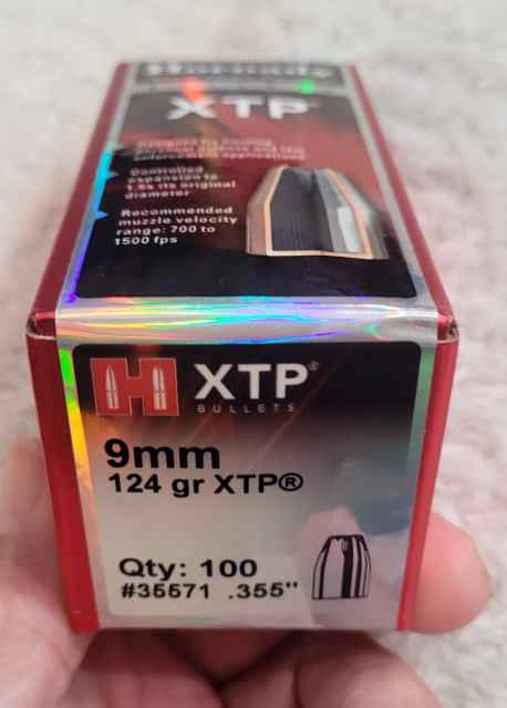 Hornady 124 grain XTP 9mm Hollow point bullets