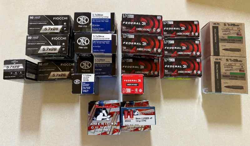 5.7x28mm and 9mm Ammo