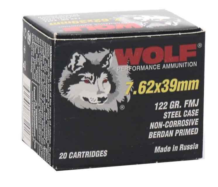 1000rds Wolf Performance 7.62x39mm Ammo 122 Gr FMJ