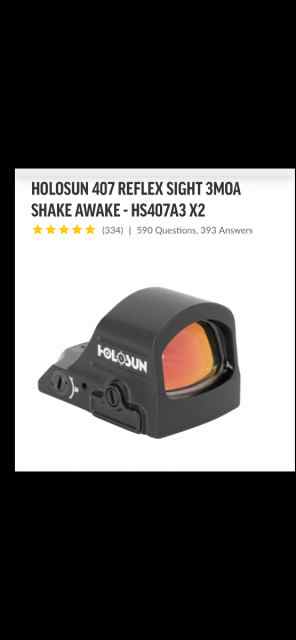 NIB Holosun 407A3 3moa Red Dot