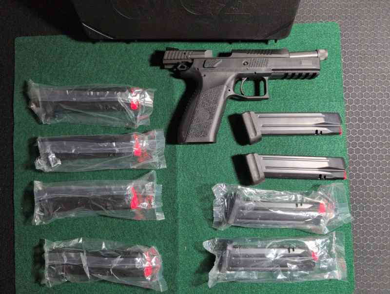 Like-New CZ P-09 Threaded Barrel + 8 New Magazines
