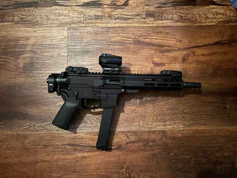 Armalite AR9 w/folding adapter 