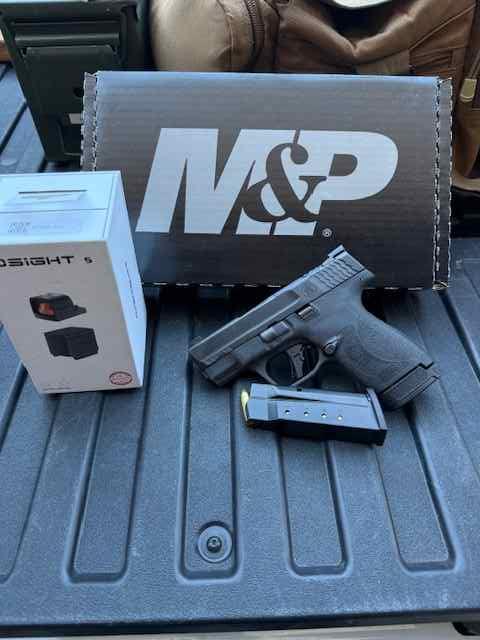M&amp;P Shield Plus + O-Sight red dot, holster $625 