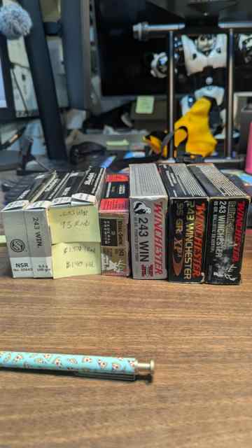 .243 Winchester Ammo Lot – 93 Rounds – Mixed Brand