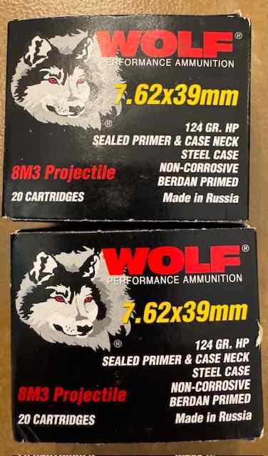 Wolf branded Tula mfg 7.62x39 8M3 124 gr HP