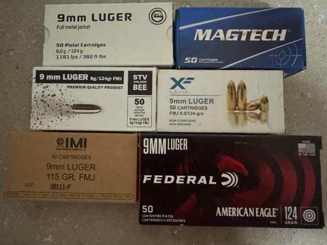 9mm 124 &amp; 115gr FMJ (.25/rd)