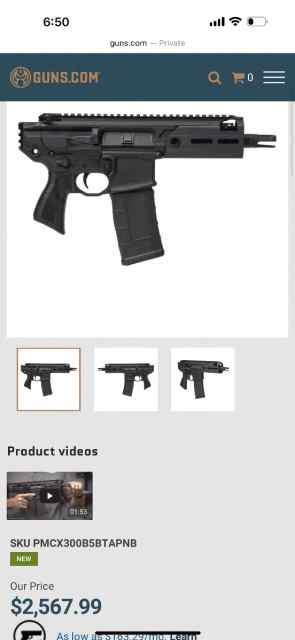 Sig mcx rattler pistol 