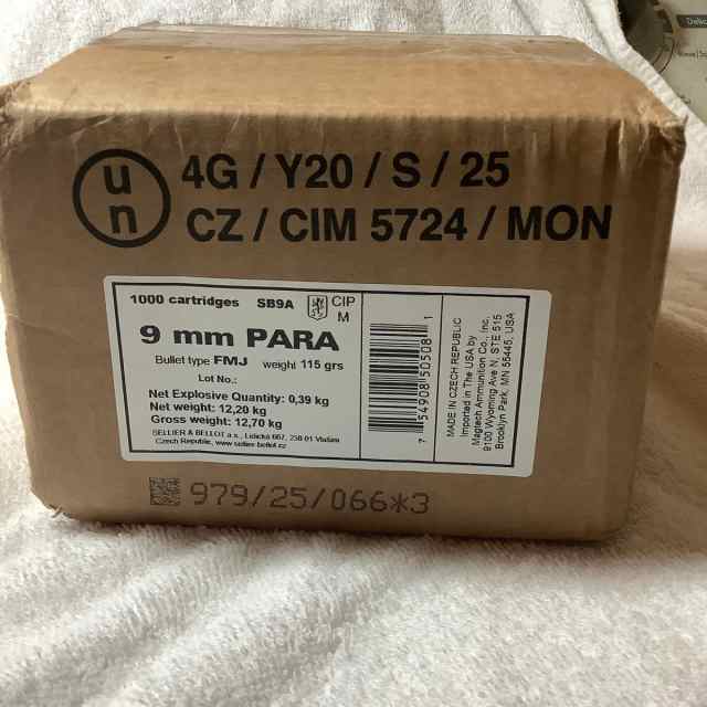 9mm S&amp;B 115 Grain 1000 fresh case