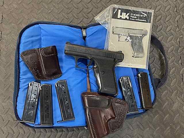 HK P7 M8 9mm x 19 with 5 Mags, Holster, Mag Pouch,