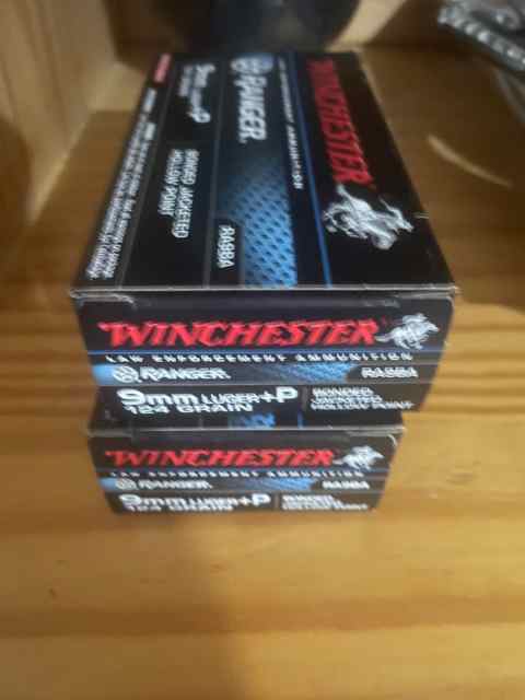 Winchester Ranger Bonded JHP 9mm +P 124 Grain 